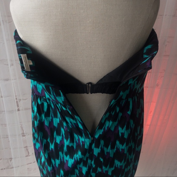 SHOSHANNA Strapless Green/Purple/Black Dress Women Size 10 - Picture 11 of 17